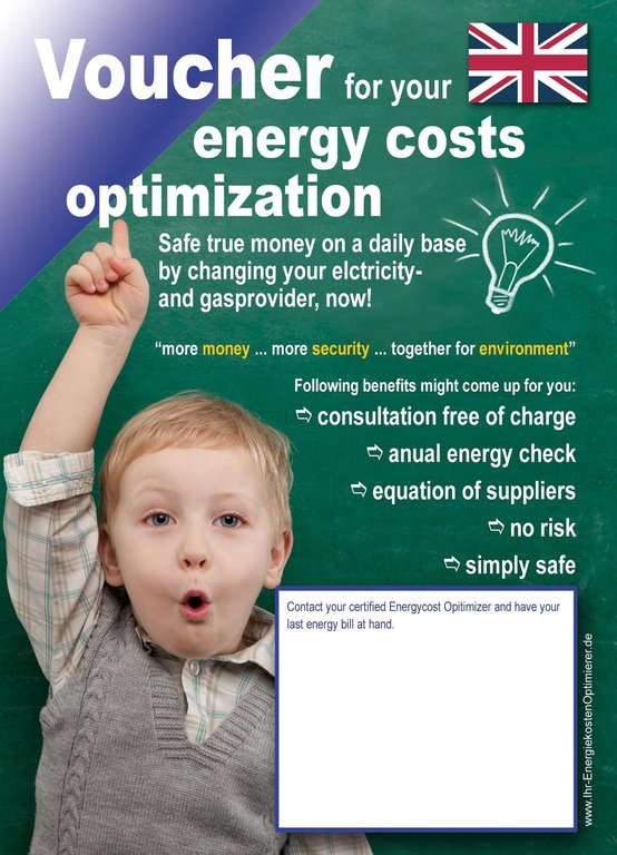 Gutscheine (Duo) Energiekosten Optimierung in deutsch und englisch